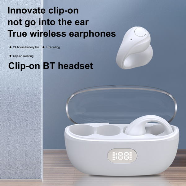Clip-On Wireless Earbuds withLED Display