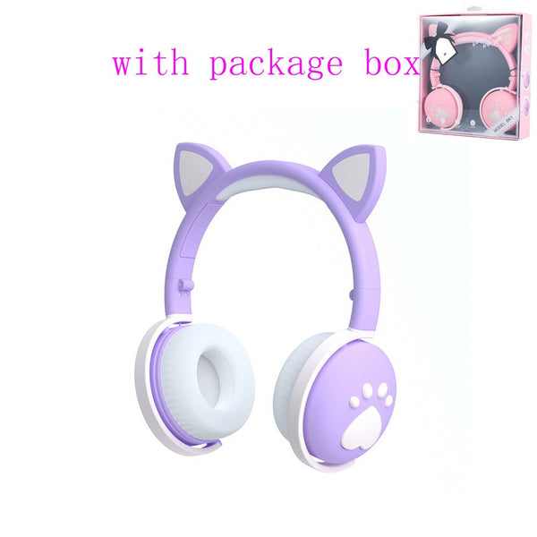 Glowing Cute LED Cat Ear Bluetooth Headphoneswith Mic