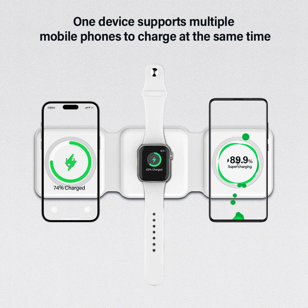 3in1 Wireless Magnetic Foldable Mat Charger For Iphones & Galaxy