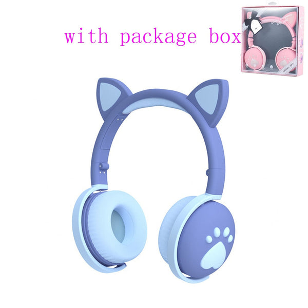 Glowing Cute LED Cat Ear Bluetooth Headphoneswith Mic