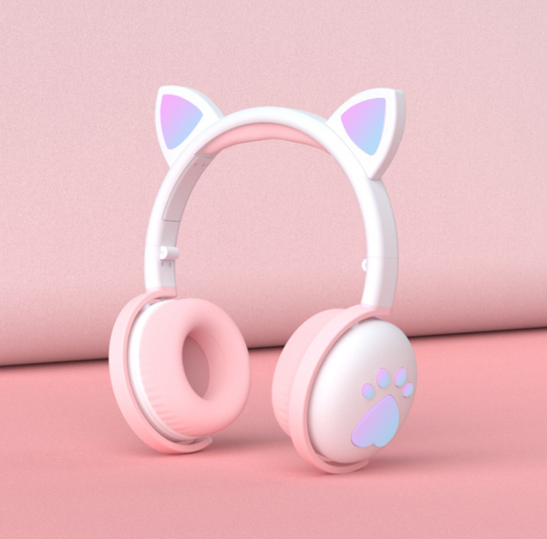 Glowing Cute LED Cat Ear Bluetooth Headphoneswith Mic