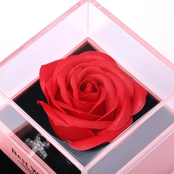 Soap Flower Rose Gift Box Elegant Infinity Jewelry Box for Girlfriend Wife Christmas Valentine's Day Anniversary Gift